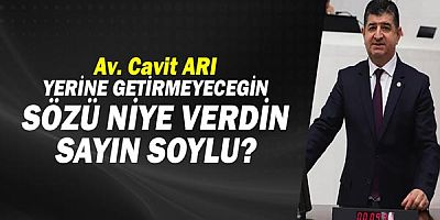 CHP Antalya Milletvekili Av. Cavit ARI: Yerine getirmeyeceğin sözü neden verdin sayın Soylu?